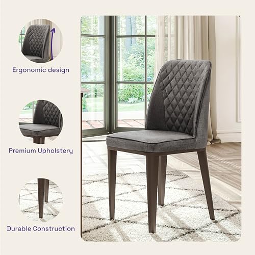 Image of Wakefit Venza Metal Dining Chair - Charcoal Grey