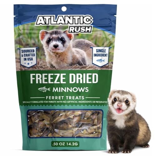 Freeze Dried Small Pet Treats - Resealable Bag of Treats for Ferrets - Ferret Snacks - Single Ingredient Ferret Food With No Preservatives Or Fillers- Small Animals Treats (.5oz Minnow)