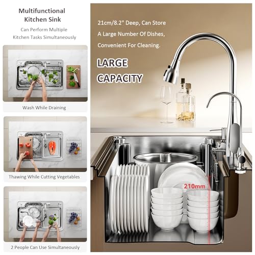 Fregadero de cocina grande para organizar tus cenas familiares con estación de trabajo 3