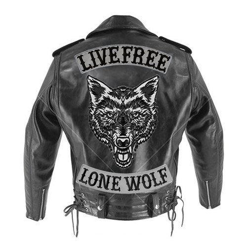 Vegasbee Lone Wolf Reflective Embroidered Iron-On Patch Biker Jacket Rider Vest Rocker 12" Usa Gray (Reflective Grey Bottom) #TOP4