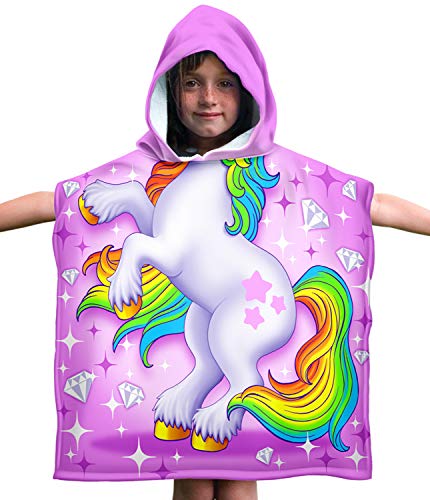 Dawhud Direct Kids Super Soft Plush Cotton Hooded Poncho Bath Beach Pool Towel