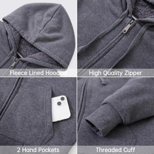 Image of LeeHanTon Sherpa Lined Hoodies for Men Heavyweight Full Zip Up Sweatshirt Thick Fleece Winter Warm Work Jackets Plus Size