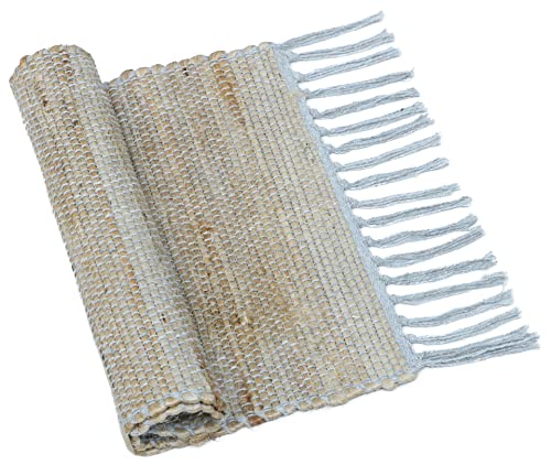 Image of The Home Talk Hand-Made Tablemat - Vintage Mats for Parties, Dining Table, Coasters - Decorative Placemats - 100% Jute Natural Fibers - Pack of 4 (13 x 19 Inches - Light Grey)