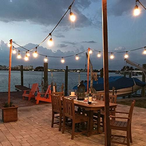SUNTHIN Outdoor String Lights with 48FT Commercial Grade Weatherproof Strand and 16 Led Dimmable Plastic Buibs(1 Spare),CE Listed S14 String Lights for Wedding Party,Patio,Garden