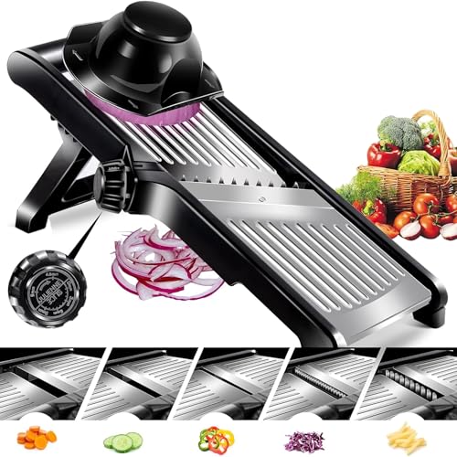 Meridiana® Mandolina per Verdure Professionale, Taglia e affetta verdure Regolabile, in acciaio per fare Fette Spesse da 1 a 9 mm, Affetta Verdure Julienne Affettatrice per Patate Cipolle Carote