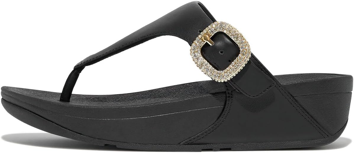 FitFlop Lulu Crystal Buckle Leather Toe Post Sandals womens Sandal