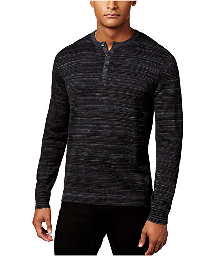 Calvin Klein Mens Space Dye Henley Shirt, Black, XX-Large