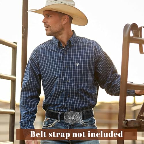 Image of SANSTHS Cowboy Belt Buckle, Western Belt Buckles for Men Women Texas Bull Rodeo Cowgirl Belt Buckle