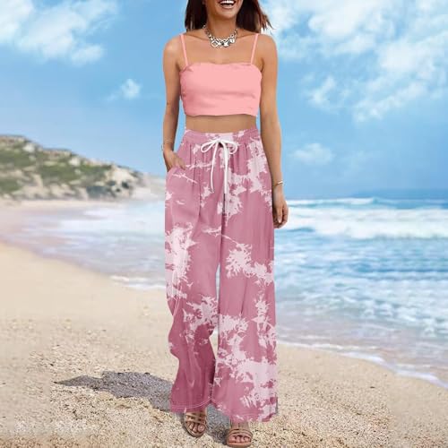 Jogging rose fluide à jambes larges coupe ample taille 3XL - 7