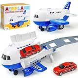 Beestech Airplane Toys with Runway and Car, Friction Powered Launcher Plane Toys for Boys Girls Kids Toddlers 3 4 5 6 Year Olds, Birthday Gifts (Blue)