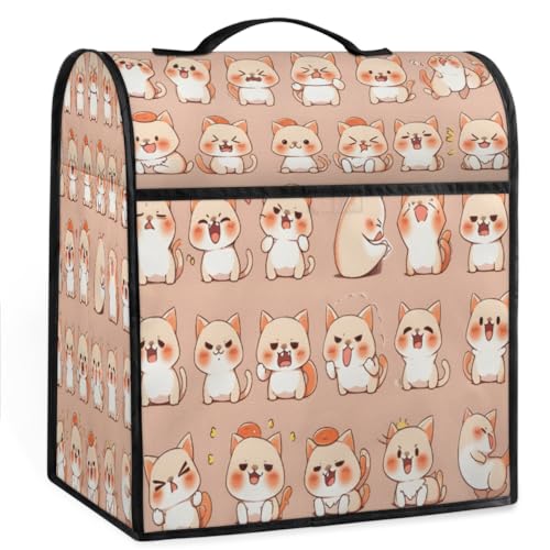 Coffee Maker Cover Cute Cat Pattern Kitchen Appliance Covers Small Appliance Covers Blender Cover Juicer Cover Dust Covers for Kitchen Appliances with Top Handle and Pockets,Washable,C441