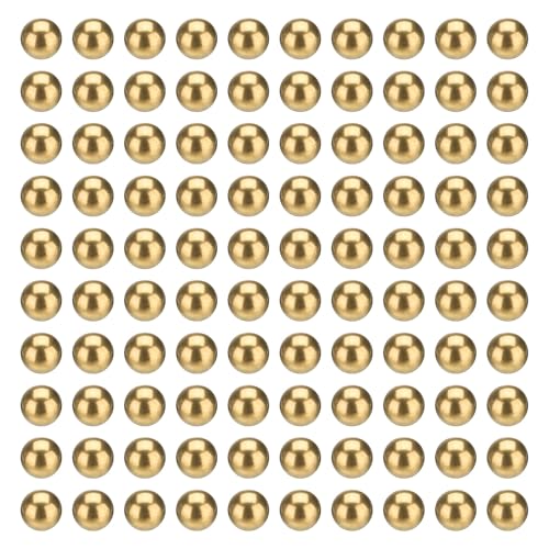 uxcell 100 Pcs Bearing Balls, 10mm Diameter H62 Precision Solid Brass Bearing Balls Industrial Brass Ball Spheres for Machinery, Automotive, and DIY