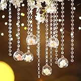 Yoande 12 Sets Hanging Glass Candle Holder Wedding Glass Globe with Acrylic Gems Bead Garland Tea Light Holder Orbs Container for Flower Plants Micro Landscape DIY Xmas Tree Party Decoration 2.36 Inch