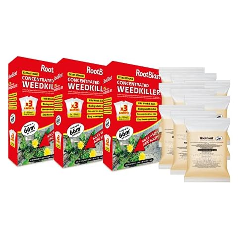 Rootblast Concentrated Weedkiller 9 x 100ml sachets - Glyphosate Weedkiller - Covers up to 66 sqm.per sachet Cover