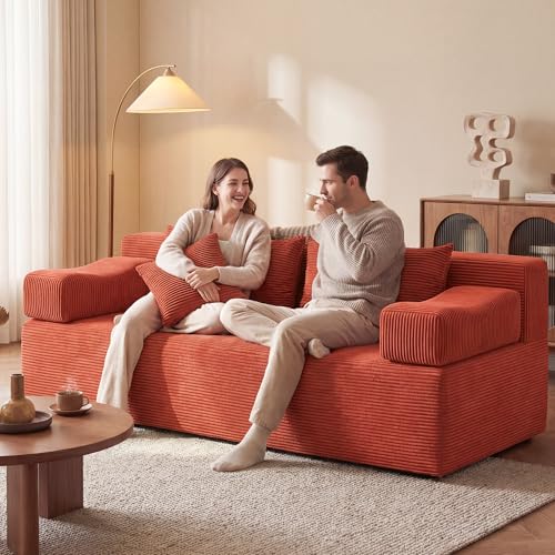 Image of MONVANE 70 inch Modular Sectional Sofa, Boneless Loveseat, Terracotta