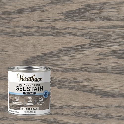 Image of Varathane Total Control Gel Stain | Low Odor Water-Based Formula | Thick Gel Formula for Vertical Surfaces | Ideal for Wood, Metal & Fiberglass | Half Pint | Smoke Gray