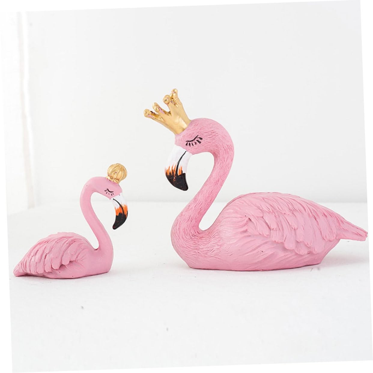 Toddmomy Ornamento di Fenicottero Corona Rosa in Resina 2pezzi