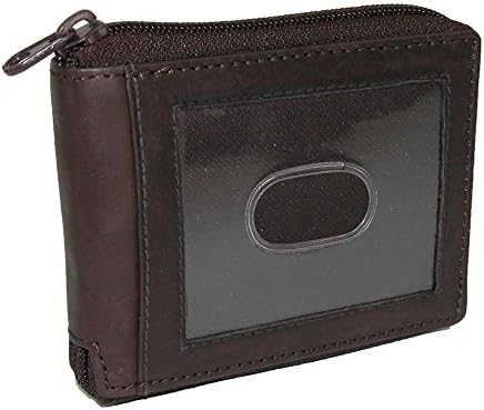 Paul & Taylor Mens Leather Zip Around Bifold ID Wallet, Brown