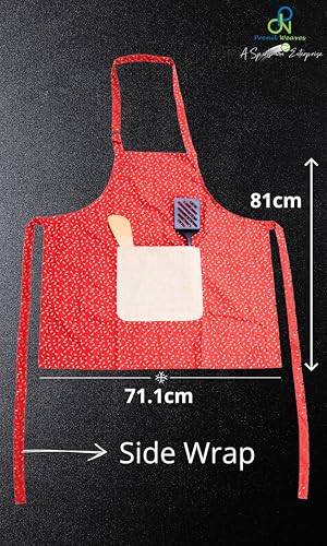 Image of Kitchen Apron for Women & Men | 100% Cotton | Cooking Apron with Big utility Pocket | Adjustable neck strap | Free Size | Kitchen Utensils Accessory