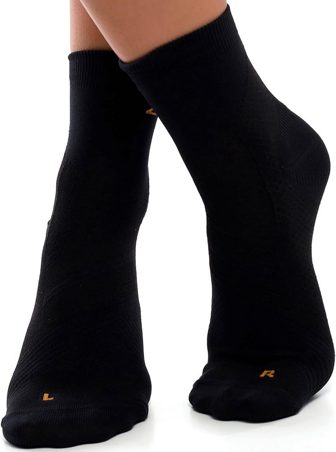 ZaTech Plantar Fasciitis Socks, Ankle Compression Socks & Arch Support, Foot Pain Relief, Seamless (Black, Large)