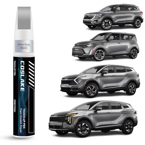 COSLAKE Car Touch Up Paint(Steel Gray(KLG)) for Kia, Car Paint Scratch Repair Kit, Quick & Easy Solution to Repair, 2 in 1 Scratch Remover Pen with Color-Matched