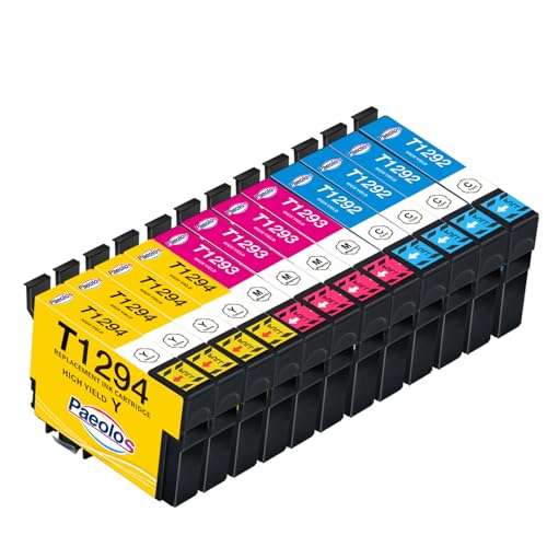 Paeolos T1292 T1293 T1294 Remplacement pour Epson T1295 Cartouches d'encre pour Epson Stylus SX235W SX420W SX425W SX435W SX525WD SX535WD Workforce WF-7515...