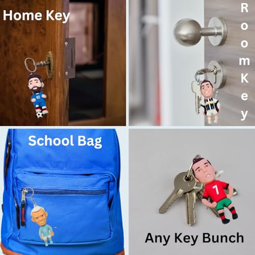 Image of Birthday Popper 12 Pcs Football Players Theme Keychains as Birthday Party Return Gifts 3D Pendant Keychains for Kids | Lightweight Key Accessories -School Bag & Backpack Charms for Boys