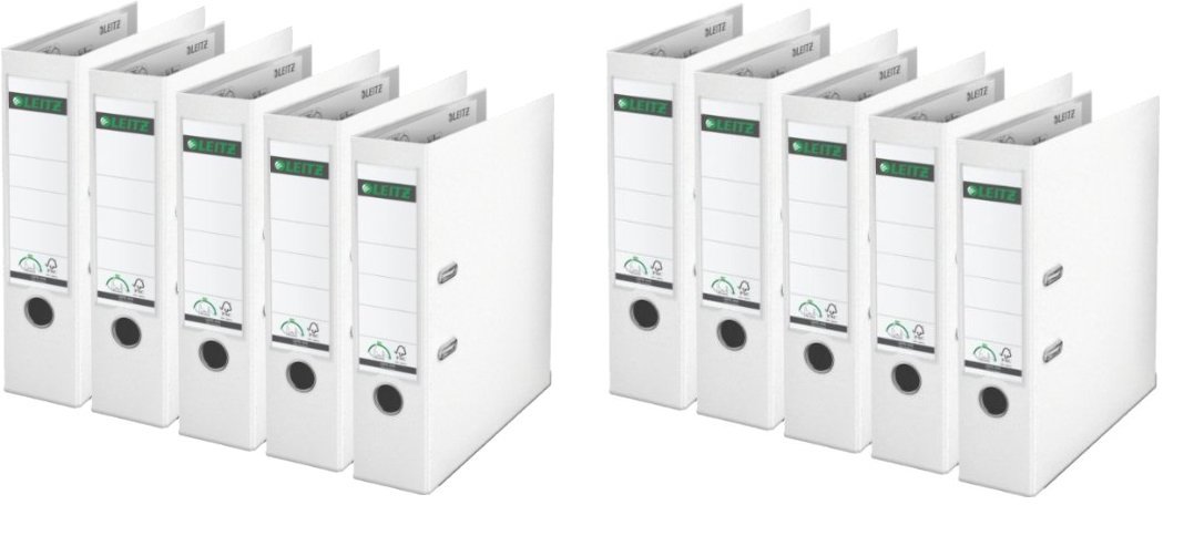 10er Sparpack Leitz 10105001 Plastik Qualitäts-Ordner 180° (mit Schlitzen, A4, breit)