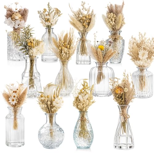 Set 24 pcs Ramos de Flores Secas y Jarrones de Vidrio miniatura 1