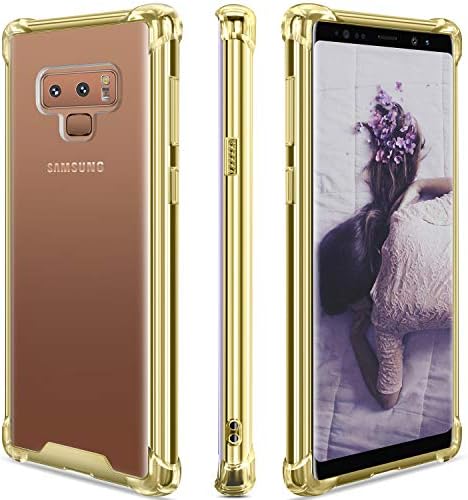 Galaxy Note 9 Case,Clear Note 9 Case Shockproof TPU Bumper Cases Non Slip Scratch Resistant PC Hard Back Protective Case Cover for Galaxy Note 9 (Gold)