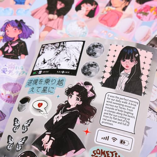 Image of Girl's Japanese Retro Sticker Book, Anime Girl Theme - 650+ Cute Old Showa Style Comics Stickers, for DIY Scrapbooking Journaling Handbook Decoration