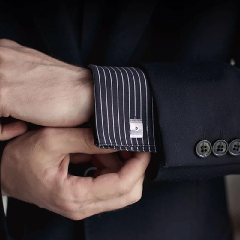 Gemelli per Camicia retrò in Acciaio Inossidabile Color Argento, Gemelli Quadrati Creativi Americani per Matrimoni, Feste E Anniversari