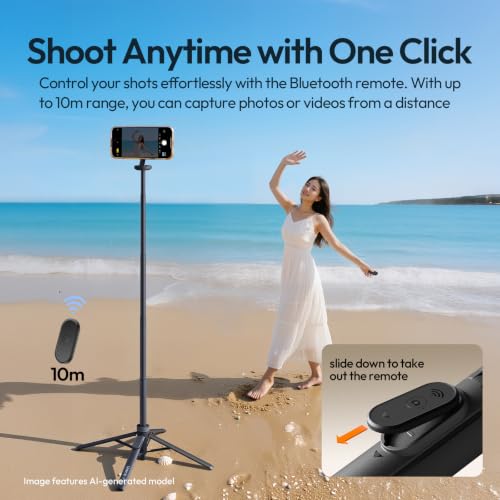 Image of ULANZI Magnetic Phone Tripod, MT85 Auto Open Tripod with Enhanced 4-Leg, 60'' Selfie Stick Extendable Phone Stand, for Content Creation /Vlog, Compatible with iPhone 17 /16 /15 /14 /13 /12 (Black) | N52 Magnetic, Aluminum, Enhanced 4-Leg, Extendable Phone Stand for Magsafe w Remote for Travel Vlog Content Creator Essential