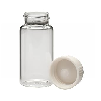 Wheaton 986586 Borosilicate Glass 20mL Liquid Scintillation Vial, with 22-400 White Urea Poly Seal Cone Lined Screw Cap, Packaged Separately Case of 500