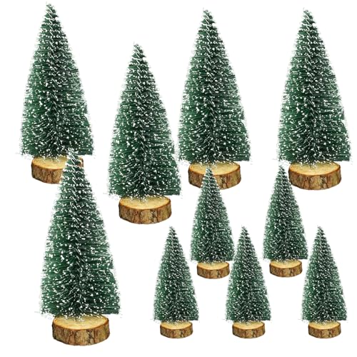 HO2NLE 10 mini árbol de Navidad, árbol de Navidad artificial pequeño con efecto de nieve, árbol de Navidad para la decoración de la mesa, decoración de Navidad DIY, vitrina de tienda
