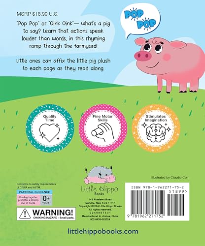 Little Hippo Books Farm Friends with Plush Toy Character I Children's Books Ages 1-3 | Farm Book with Attached Plush Pig for Toddlers 1-3 & Baby Books ... Board Books with Attached Stuffed Animals) - Image 2