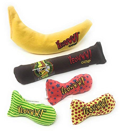 YEOWWW Jouets pour chat bio très solides (1 cigare 1 banane, 3 mauvaises odeurs)