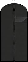 45" Black Garment Bags for Hanging Suits & Gowns - Travel Storage Covers with Clear Window, Dustproof Suit Bags