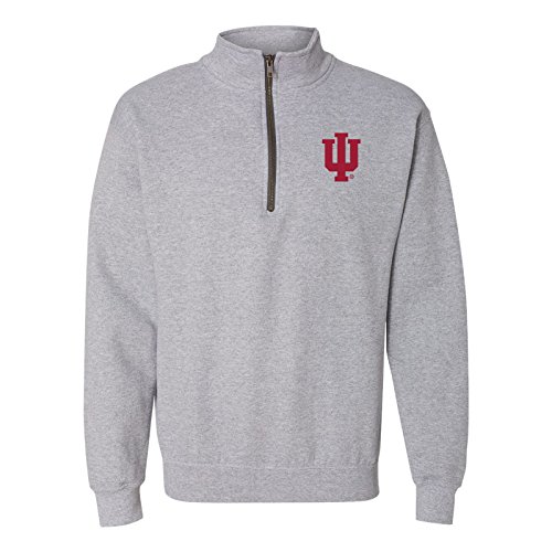 UGP Campus Apparel AQ07 - Indiana Hoosiers Primary Logo Left Chest (1 4) Quarter Zip Sweatshirt - 3X-Large - Sport Grey