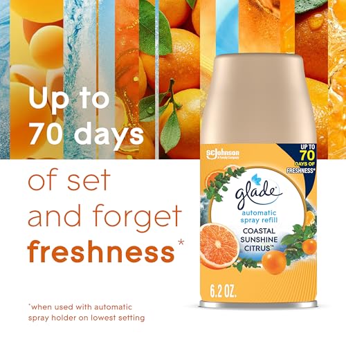 Image of Glade Automatic Spray Refill, Air Freshener for Home and Bathroom, Coastal Sunshine Citrus, 6.2 Oz, 3 Count