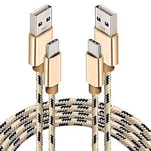 Storite 5 Pack Nylon Braided Type C Fast Charging Cable USB-C Data Cable for SYNC for Smartphones (1 Meter, GoldBlack)
