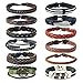 12 Piezas Pulseras Tejidas Vintage, Pulseras de Cuero Trenzado / Pulsera Vintage / Pulseras Hechas a Mano,Conjunto de Envoltura de Cuerda de Pulsera Ajustable,Pulsera Vintage Punk para Hombres Mujeres