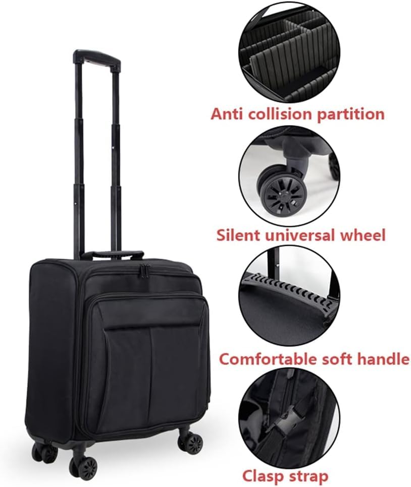 Image of Adson Multifunctional Professional Beauty Makeup Artist Rolling Cosmetic Aluminium Vanity Trolley Beauty Train case Makeup Cosmetic Trolley Hairstylist Travel Organizer (Midnight Black)