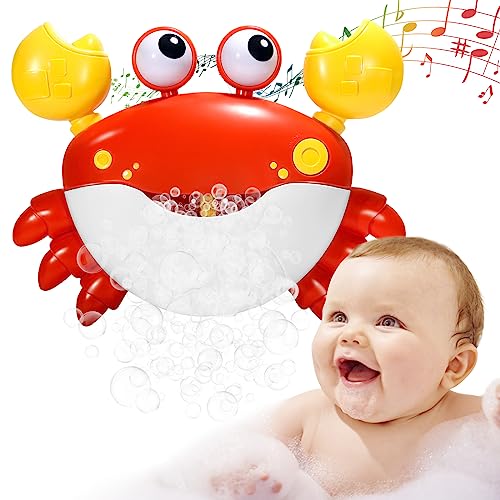 Image of Crab Bubble Machine Bath Toy, Bubble Maker, Plays Children's Songs, for Toddlers 1-3 Years, Battery Operated