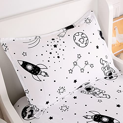 Kwlover 2Pc Soft Bed Fitted Sheet And Pillowcases Set,Starry Universe Printed Sheets For Kids Twin Size Bed #TOP1