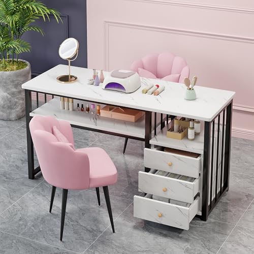 Manicure Table with 3 Drawers, Professional Nail Desk Workst...