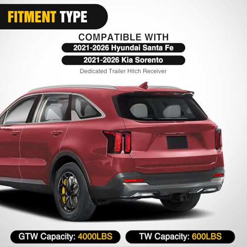 Image of Nilight Class 3 Trailer Hitch 2 Inch Receiver Tow Hitch Compatible with 2021 2022 2023 2024 2025 Hyundai Santa Fe 2021-2025 Kia Sorento Black Powder Coated