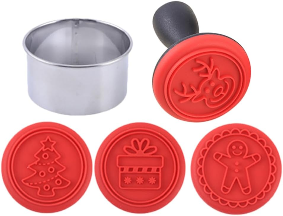 PRETYZOOM Silicone Cookie Stamp Press Cookie Cutter Biscuit Mold Christmas Dessert Mold Christmas Cookie Stamp Cookie Mold