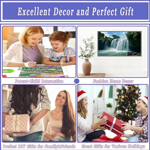 Diamond Painting Cascade grand format 124x70cm avec kit broderie complet - 4