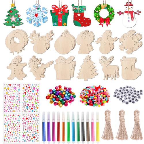 patinadrift 226 Stück Holzanhänger Weihnachten zum Bemalen,12...